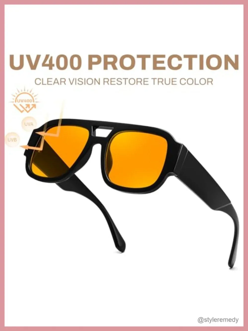 Retro Aviator Double Bridge Square Pilot Sunglasses UV400 Protection